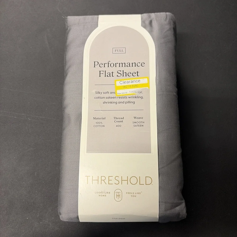 Full 400 Thread Count Performance Flat Sheet Dark Gray Threshold: Cotton 20528
